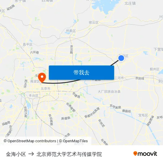 金海小区 to 北京师范大学艺术与传媒学院 map