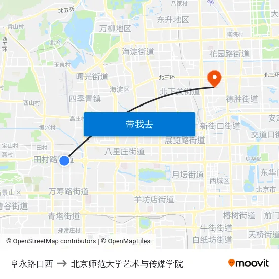 阜永路口西 to 北京师范大学艺术与传媒学院 map