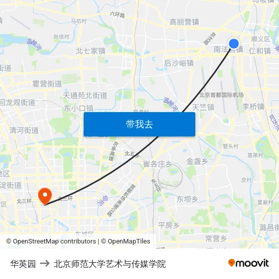 华英园 to 北京师范大学艺术与传媒学院 map