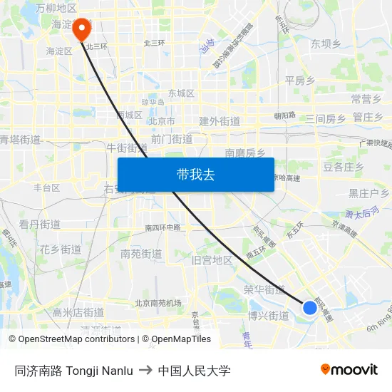 同济南路 Tongji Nanlu to 中国人民大学 map