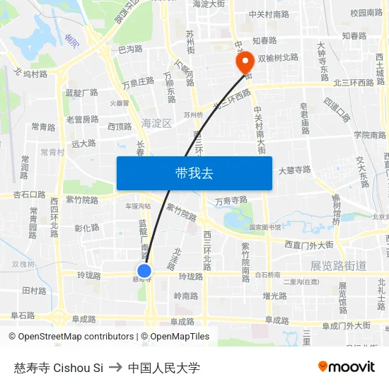 慈寿寺 Cishou Si to 中国人民大学 map