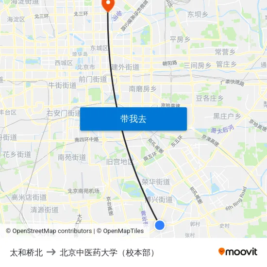 太和桥北 to 北京中医药大学（校本部） map
