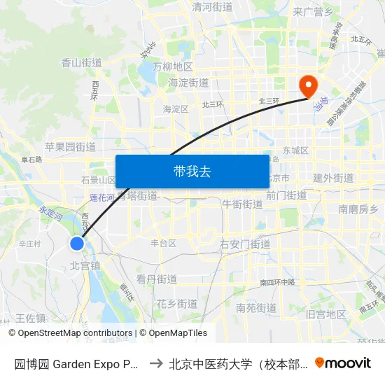 园博园 Garden Expo Park to 北京中医药大学（校本部） map