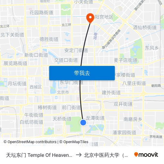 天坛东门 Temple Of Heaven East Gate to 北京中医药大学（校本部） map