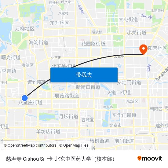 慈寿寺 Cishou Si to 北京中医药大学（校本部） map