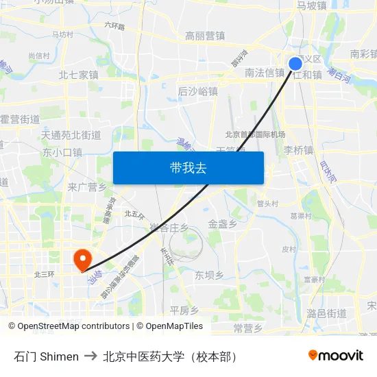 石门 Shimen to 北京中医药大学（校本部） map