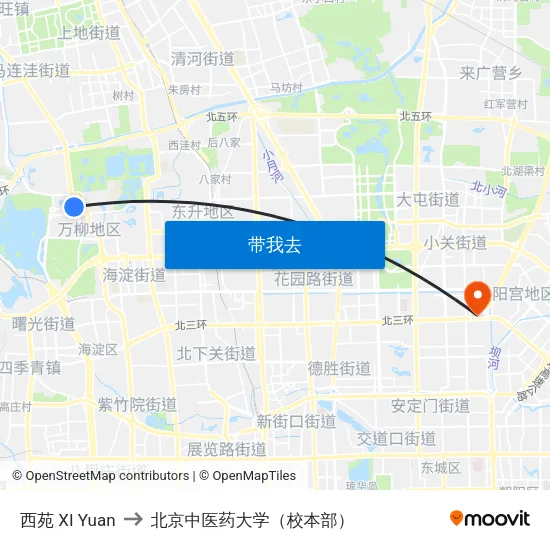 西苑 XI Yuan to 北京中医药大学（校本部） map