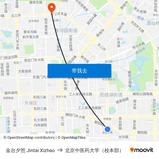 金台夕照 Jintai Xizhao to 北京中医药大学（校本部） map