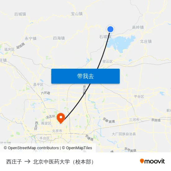 西庄子 to 北京中医药大学（校本部） map