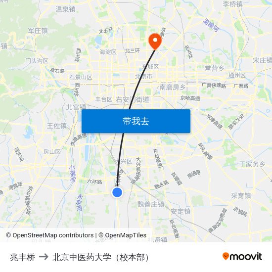 兆丰桥 to 北京中医药大学（校本部） map