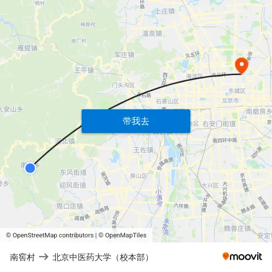 南窖村 to 北京中医药大学（校本部） map