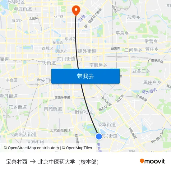 宝善村西 to 北京中医药大学（校本部） map