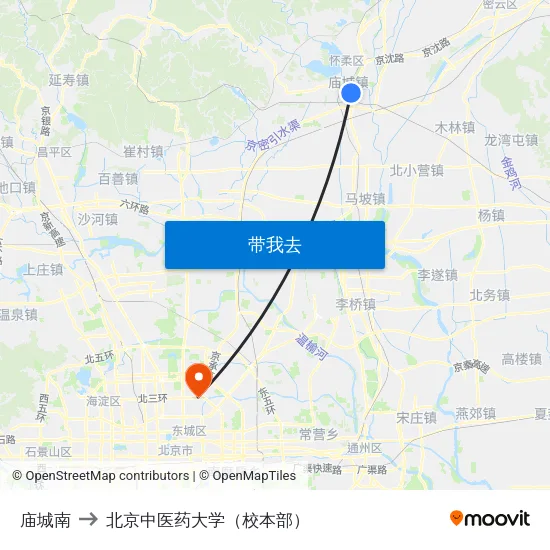 庙城南 to 北京中医药大学（校本部） map