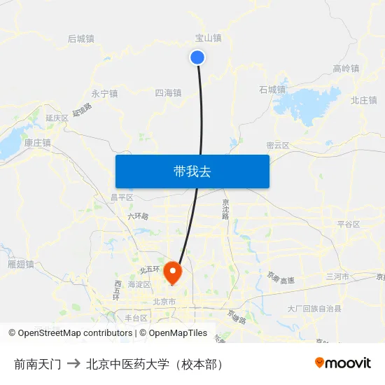 前南天门 to 北京中医药大学（校本部） map