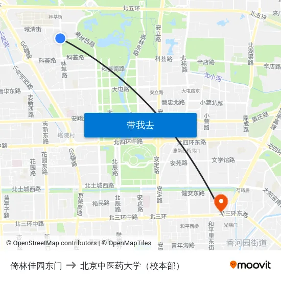 倚林佳园东门 to 北京中医药大学（校本部） map