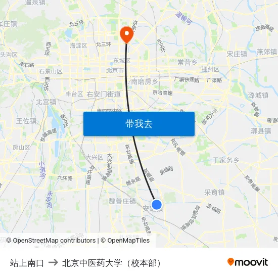 站上南口 to 北京中医药大学（校本部） map