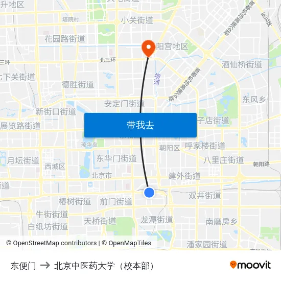 东便门 to 北京中医药大学（校本部） map