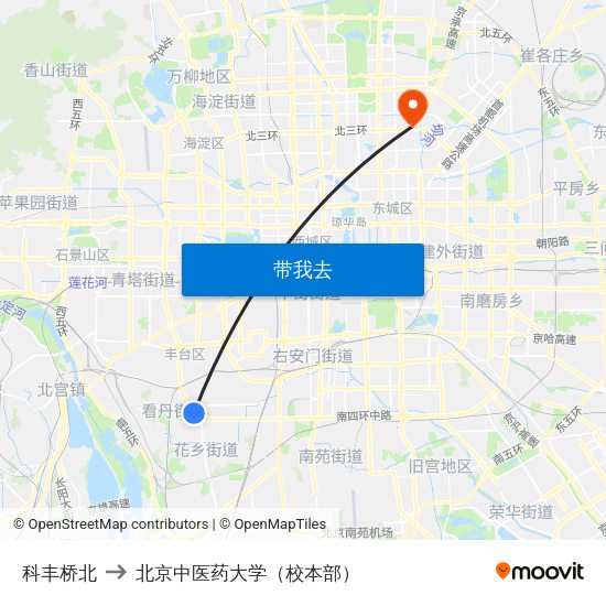 科丰桥北 to 北京中医药大学（校本部） map
