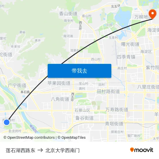 莲石湖西路东 to 北京大学西南门 map