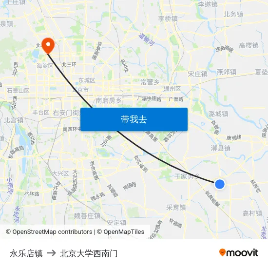 永乐店镇 to 北京大学西南门 map