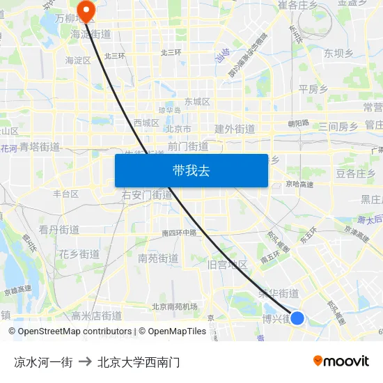 凉水河一街 to 北京大学西南门 map