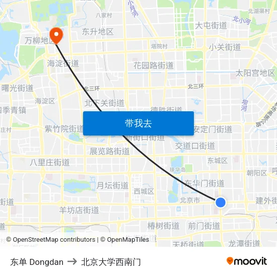 东单 Dongdan to 北京大学西南门 map