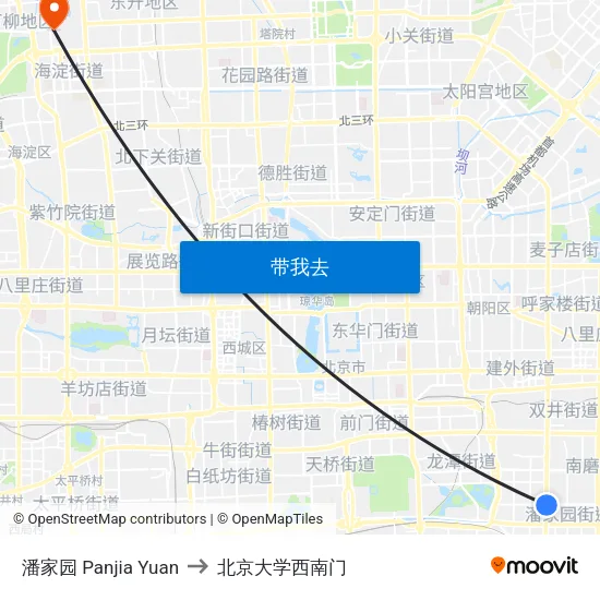 潘家园 Panjia Yuan to 北京大学西南门 map