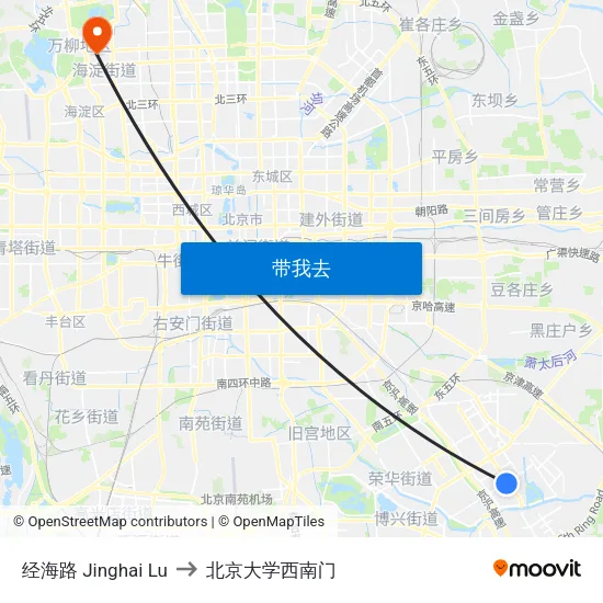 经海路 Jinghai Lu to 北京大学西南门 map