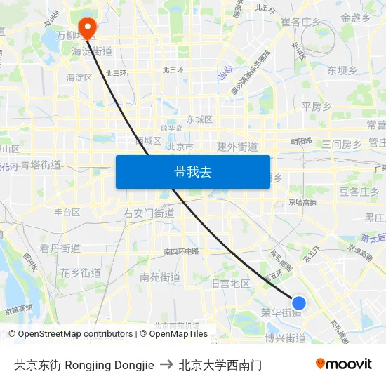 荣京东街 Rongjing Dongjie to 北京大学西南门 map