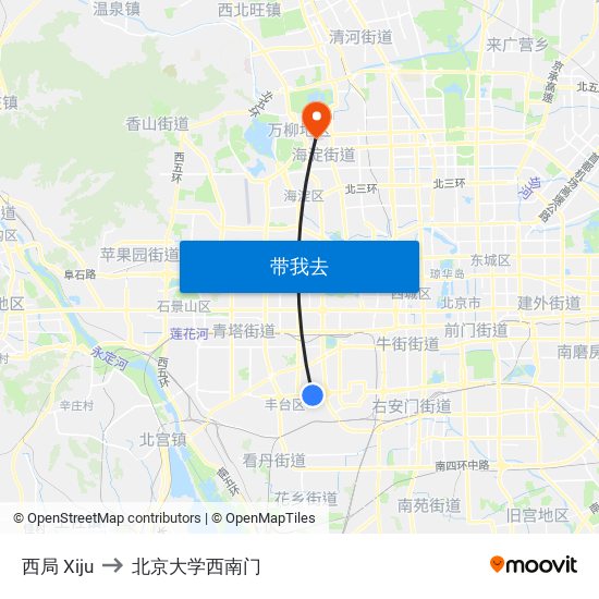 西局 Xiju to 北京大学西南门 map