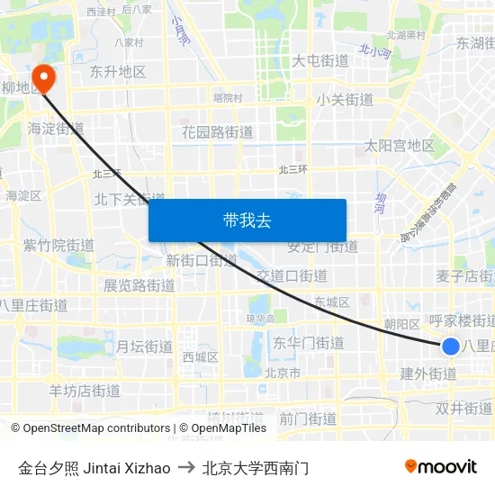 金台夕照 Jintai Xizhao to 北京大学西南门 map