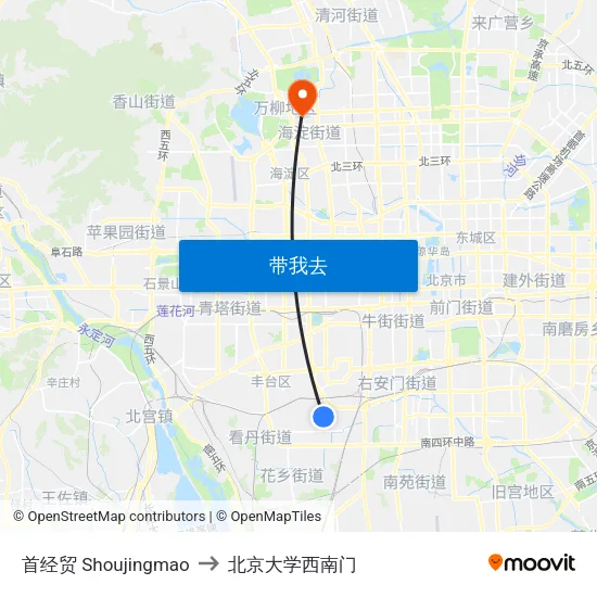 首经贸 Shoujingmao to 北京大学西南门 map