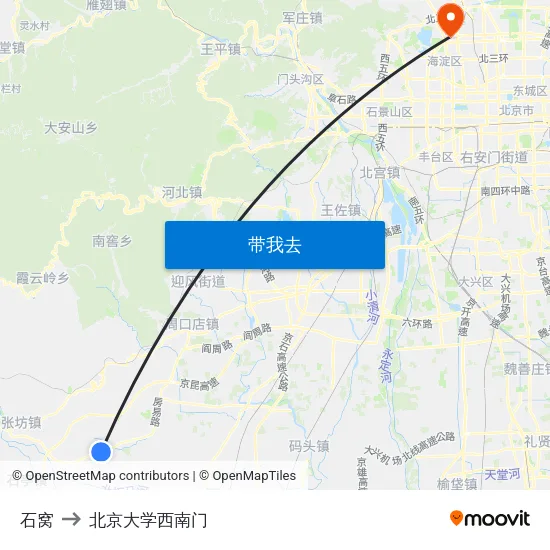 石窝 to 北京大学西南门 map