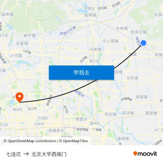 七连庄 to 北京大学西南门 map