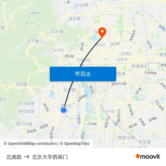 北潞园 to 北京大学西南门 map