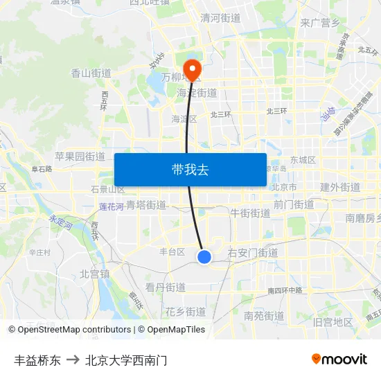 丰益桥东 to 北京大学西南门 map