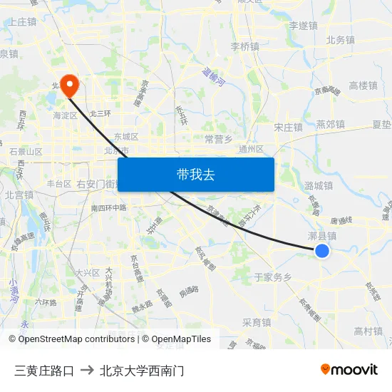 三黄庄路口 to 北京大学西南门 map