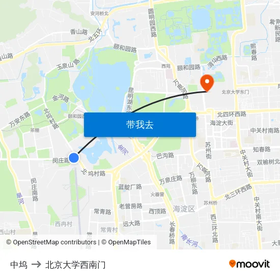 中坞 to 北京大学西南门 map