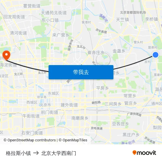 格拉斯小镇 to 北京大学西南门 map