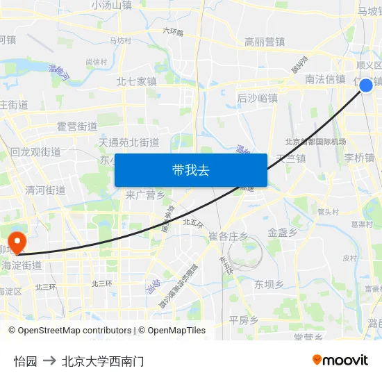 怡园 to 北京大学西南门 map