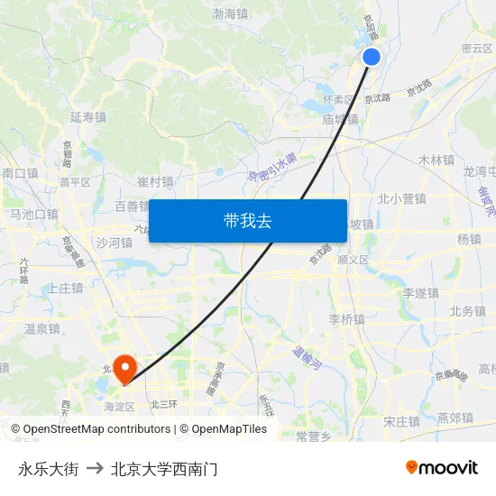 永乐大街 to 北京大学西南门 map