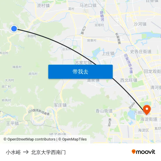 小水峪 to 北京大学西南门 map