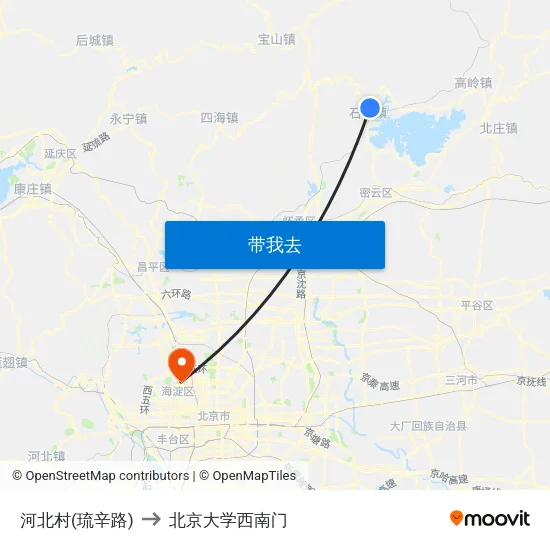 河北村(琉辛路) to 北京大学西南门 map