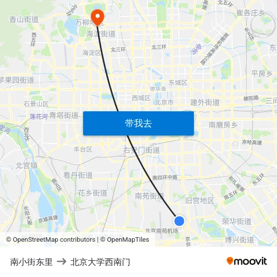 南小街东里 to 北京大学西南门 map
