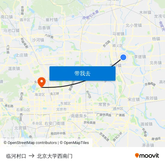 临河村口 to 北京大学西南门 map