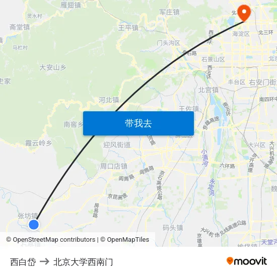 西白岱 to 北京大学西南门 map