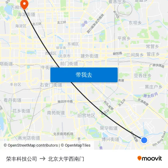 荣丰科技公司 to 北京大学西南门 map