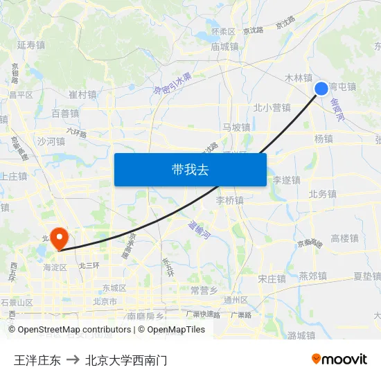 王泮庄东 to 北京大学西南门 map