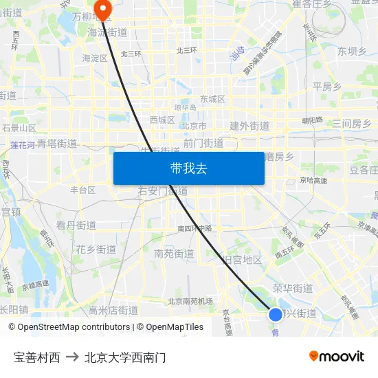 宝善村西 to 北京大学西南门 map