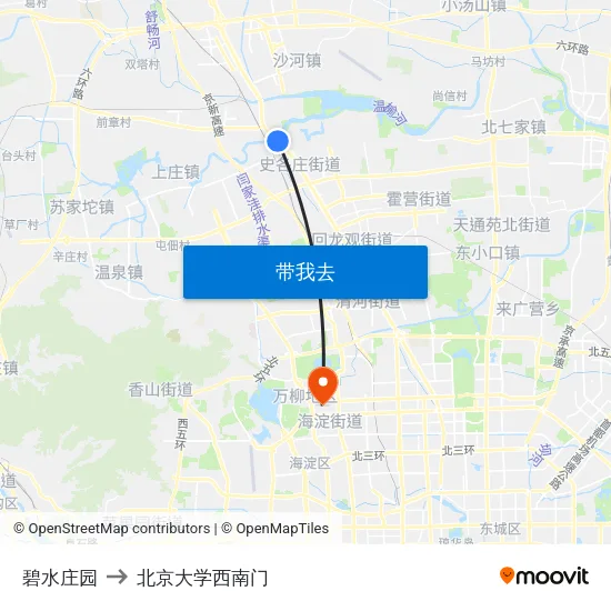 碧水庄园 to 北京大学西南门 map